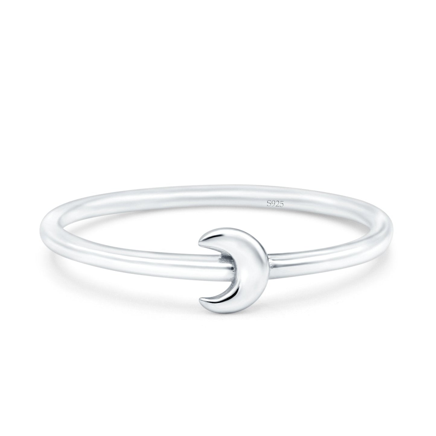 Moon Oxidized Band Thumb Ring (5mm)