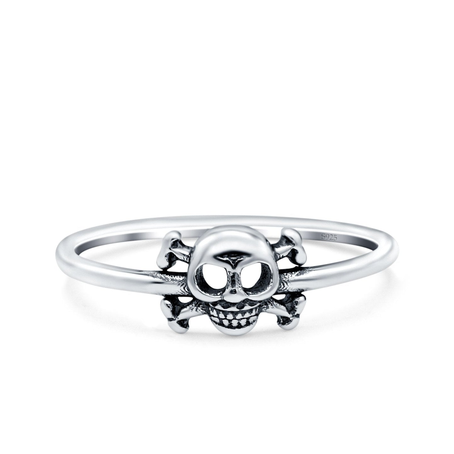 Skull & Crossbones Oxidized Band Thumb Ring (6.2mm)