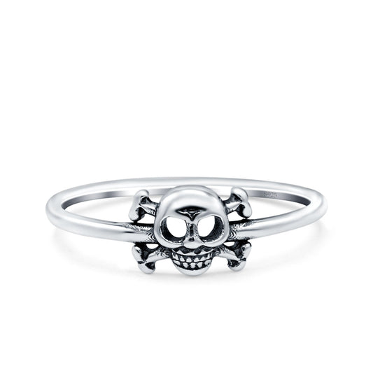 Skull & Crossbones Oxidized Band Thumb Ring (6.2mm)