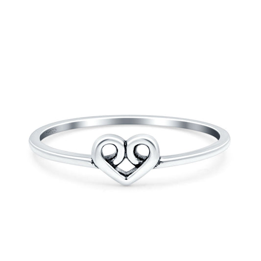 Heart Band Oxidized Ring  (5mm)