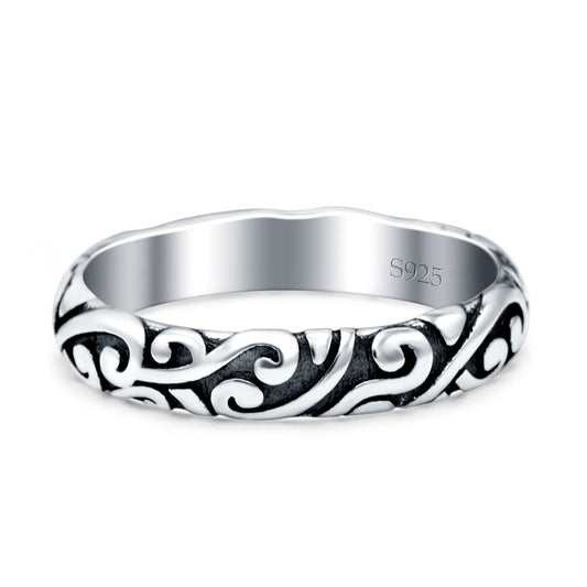 Filigree Oxidized Band Thumb Ring (3.7mm)