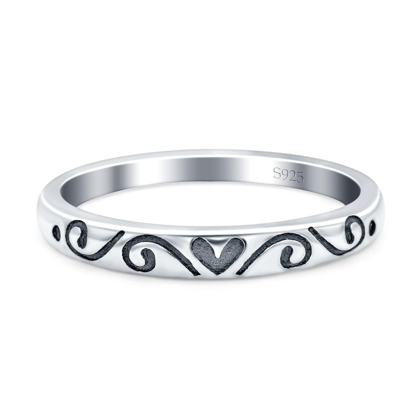 Heart Band Oxidized Ring (3mm)