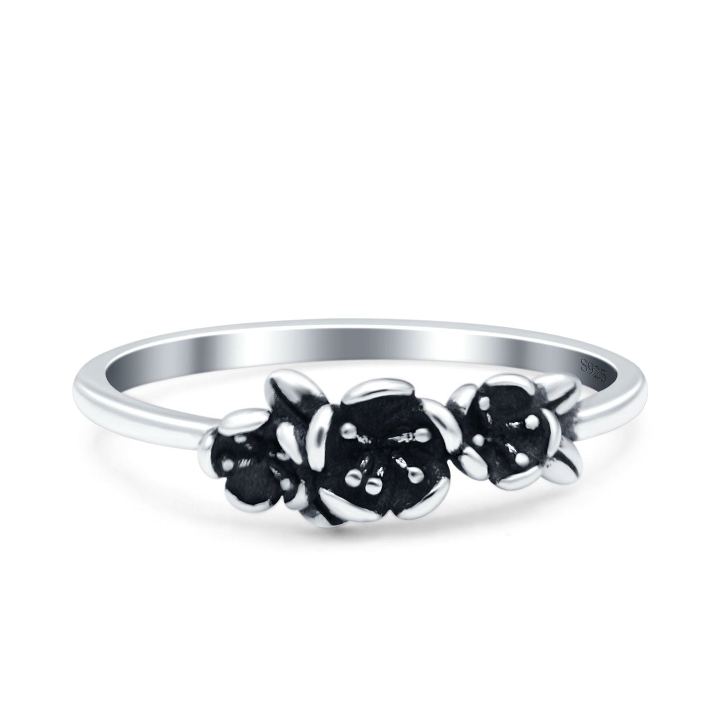 Flowers Oxidized Band Thumb Ring (5mm)