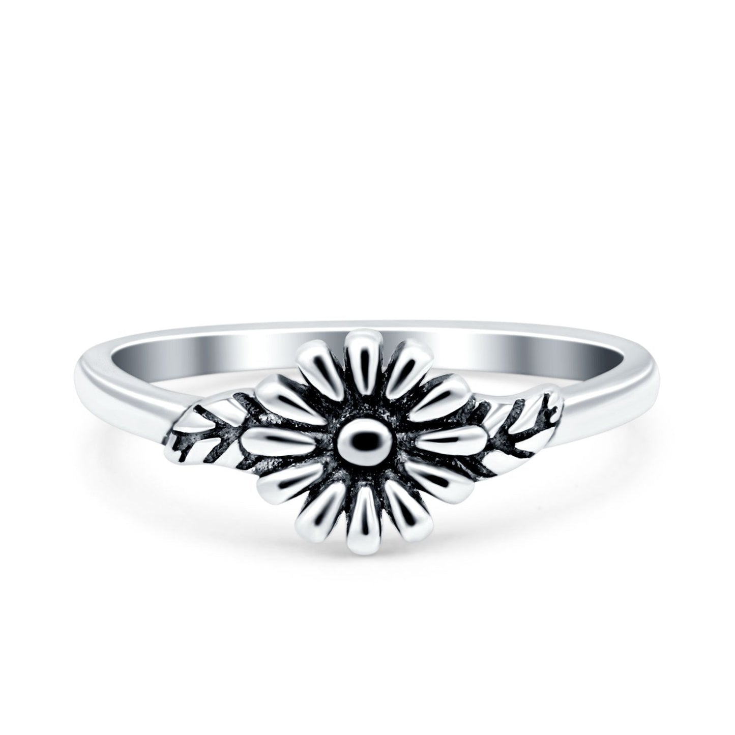 Daisy Band Oxidized Ring (7mm)