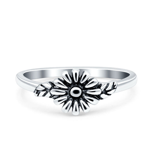 Daisy Band Oxidized Ring (7mm)