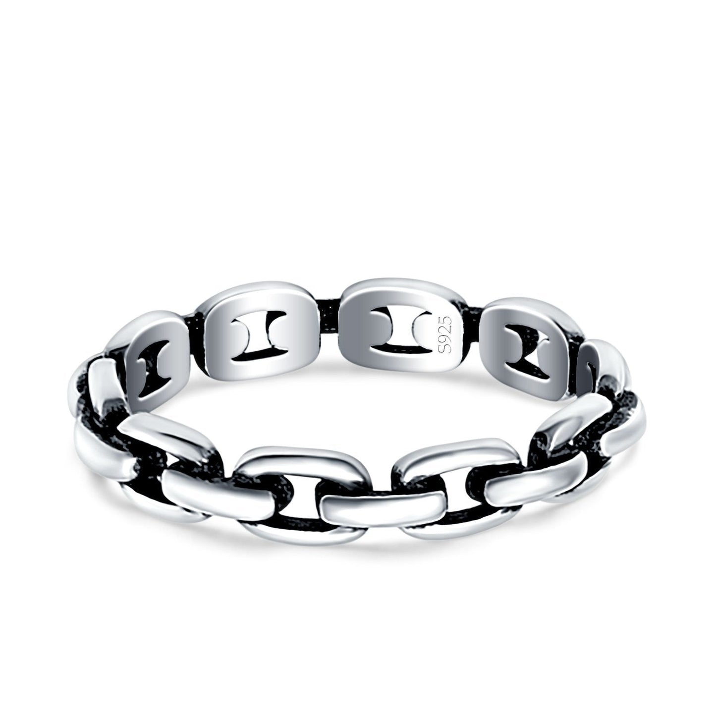 Chain Link Oxidized Band Thumb Ring (4mm)