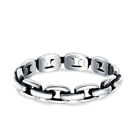 Chain Link Oxidized Band Thumb Ring (4mm)