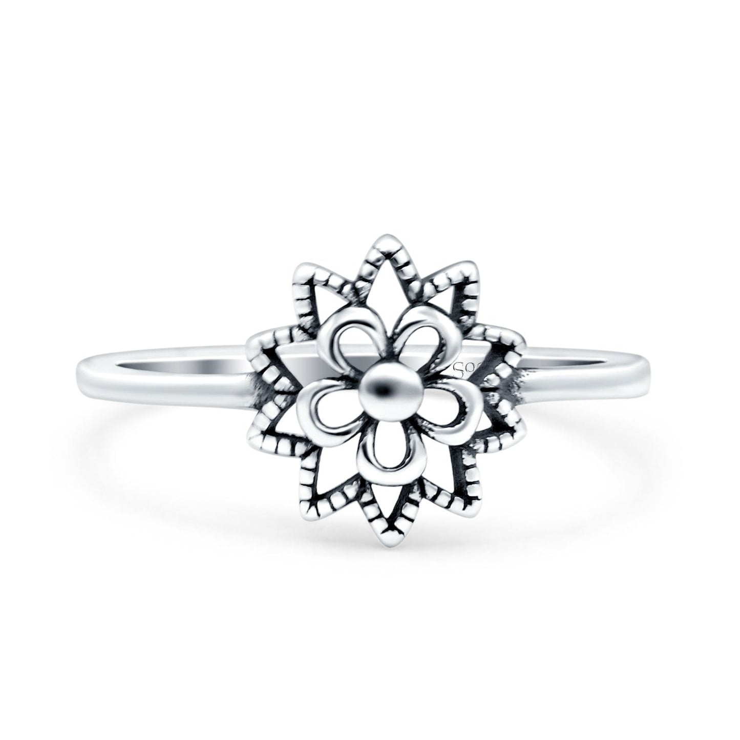 Mandala Oxidized Band Thumb Ring (10mm)