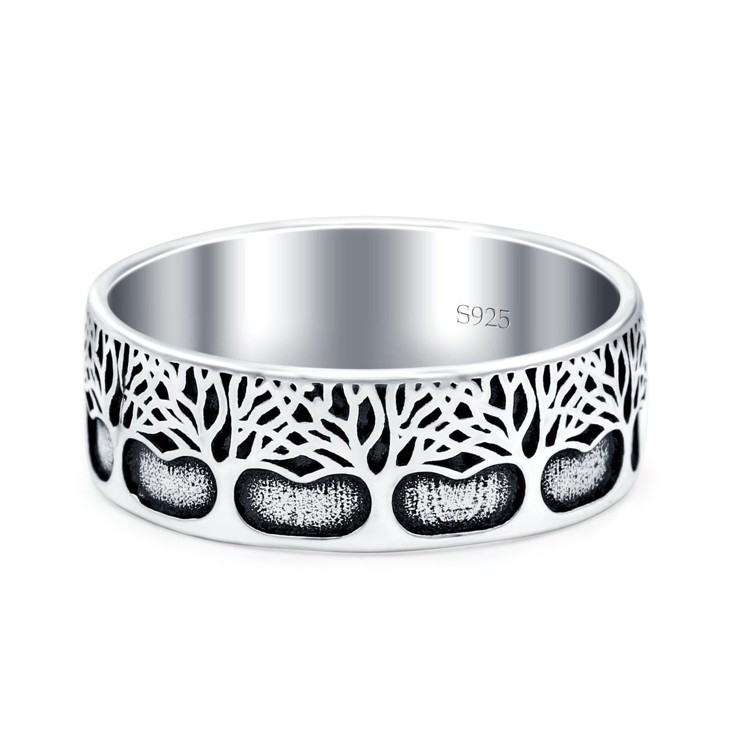 Trees Oxidized Band Thumb Ring (7mm)