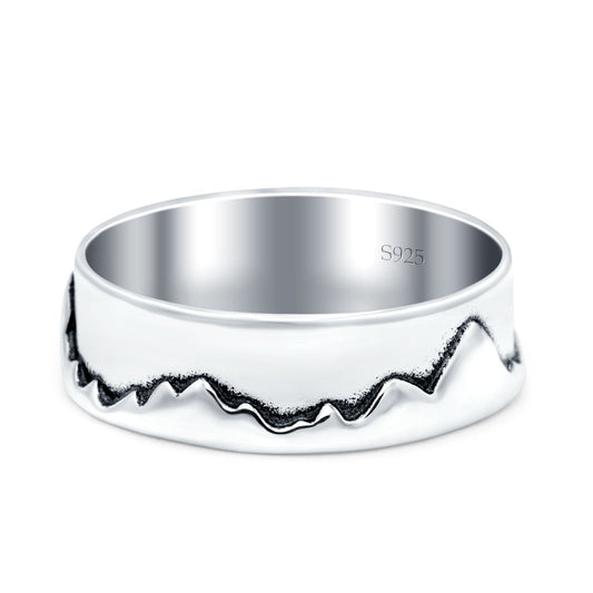 Mountains Oxidized Band Thumb Ring (6mm)