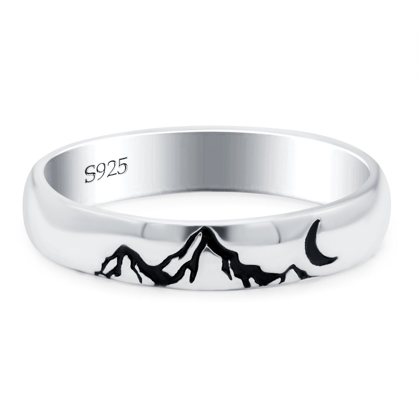 Mountains Oxidized Band Thumb Ring (4mm)