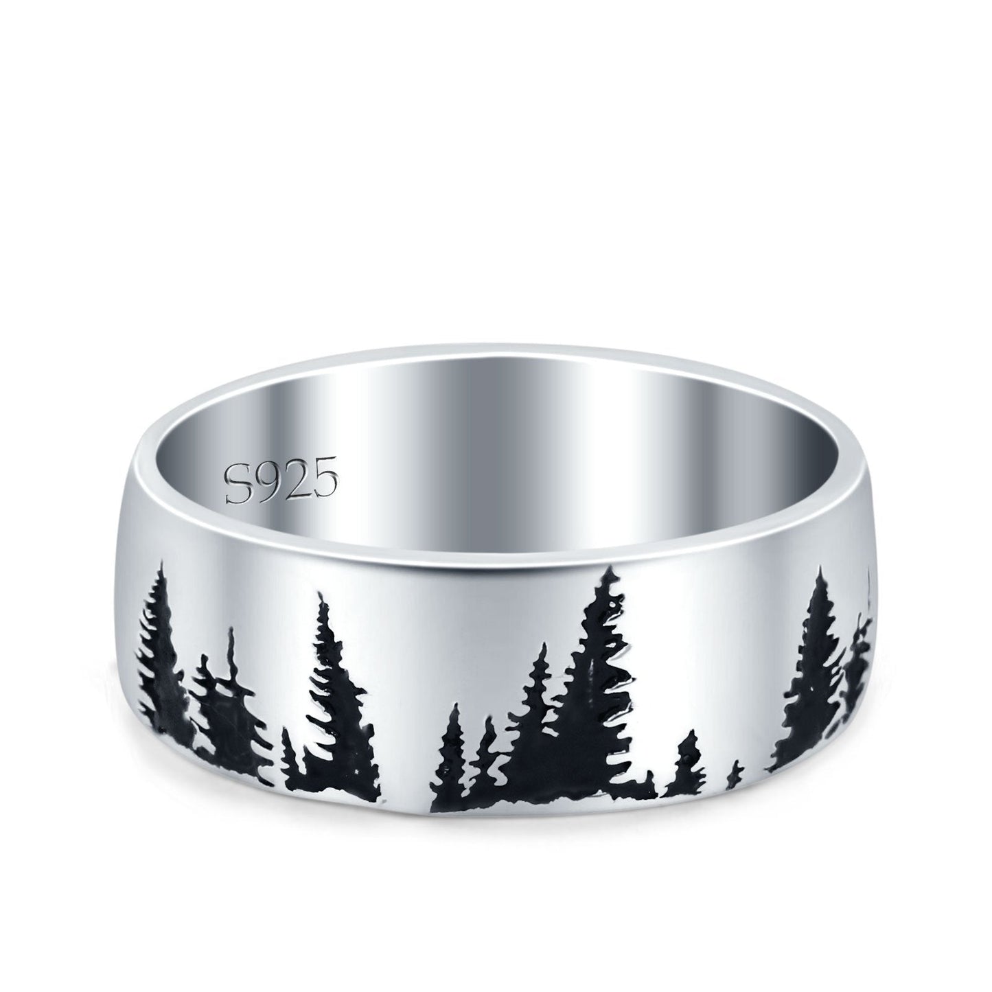 Forest Trees Band Oxidized Rings (6.8mm)