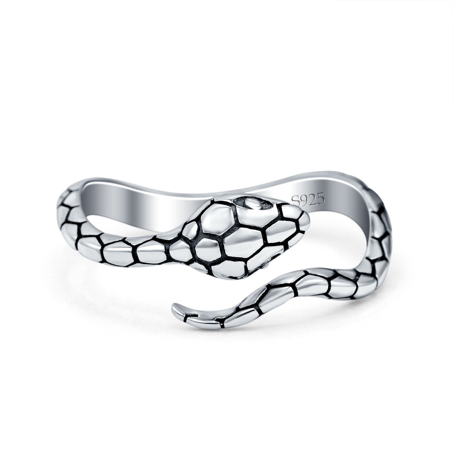 Serpent Snake Oxidized Band Thumb Ring (7mm)