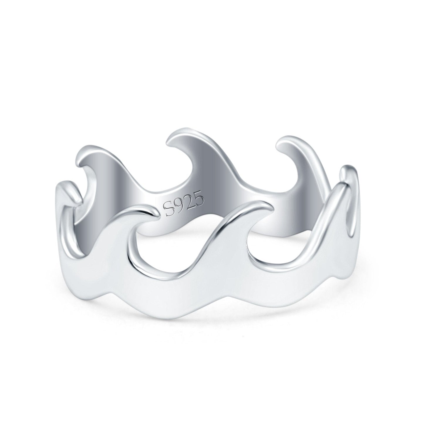 Wave Oxidized Band Thumb Ring (7mm)