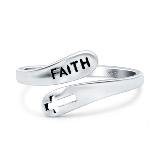 Faith & Cross Band Oxidized Ring (11mm)