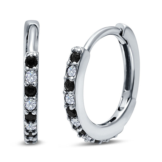 Half Eternity Round Simulated Black Cubic Zirconia Earrings