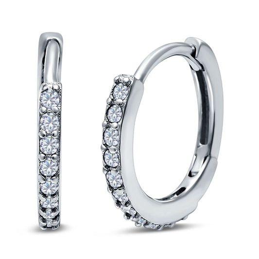 Half Eternity Hoop Earrings Round Simulated Cubic Zirconia (16mm)