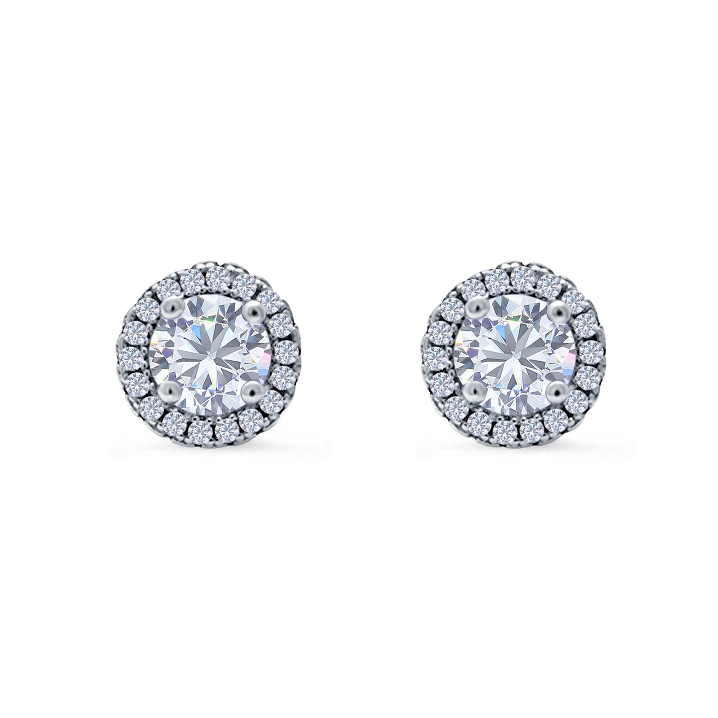 Wedding Stud Earrings Simulated Round CZ