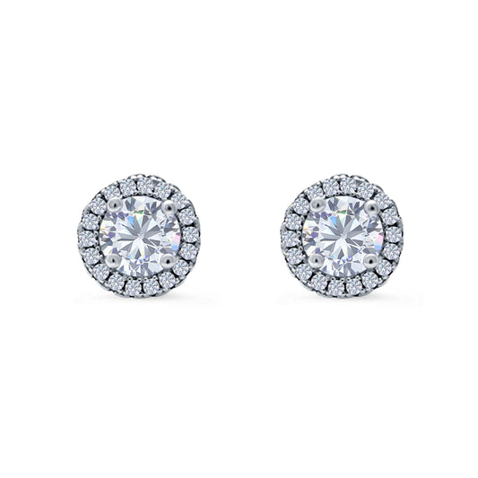 Wedding Stud Earrings Simulated Round CZ