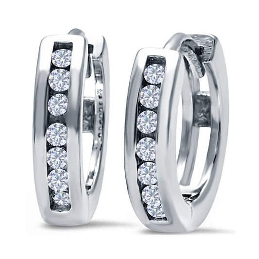 Half Eternity Round Simulated CZ Hoop Earrings