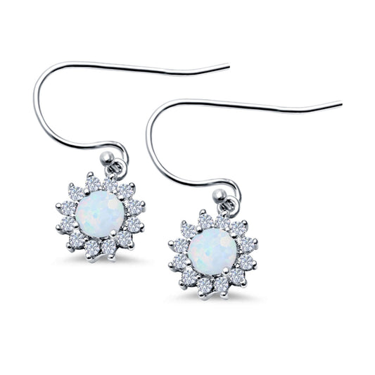 Drop Dangle Round Lab Created White Opal Earrings