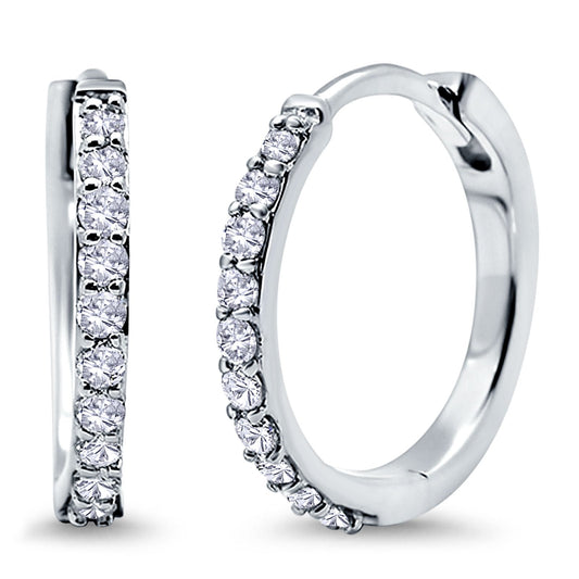 Half Eternity Simulated CZ Round Hoop Earrings (20mm)