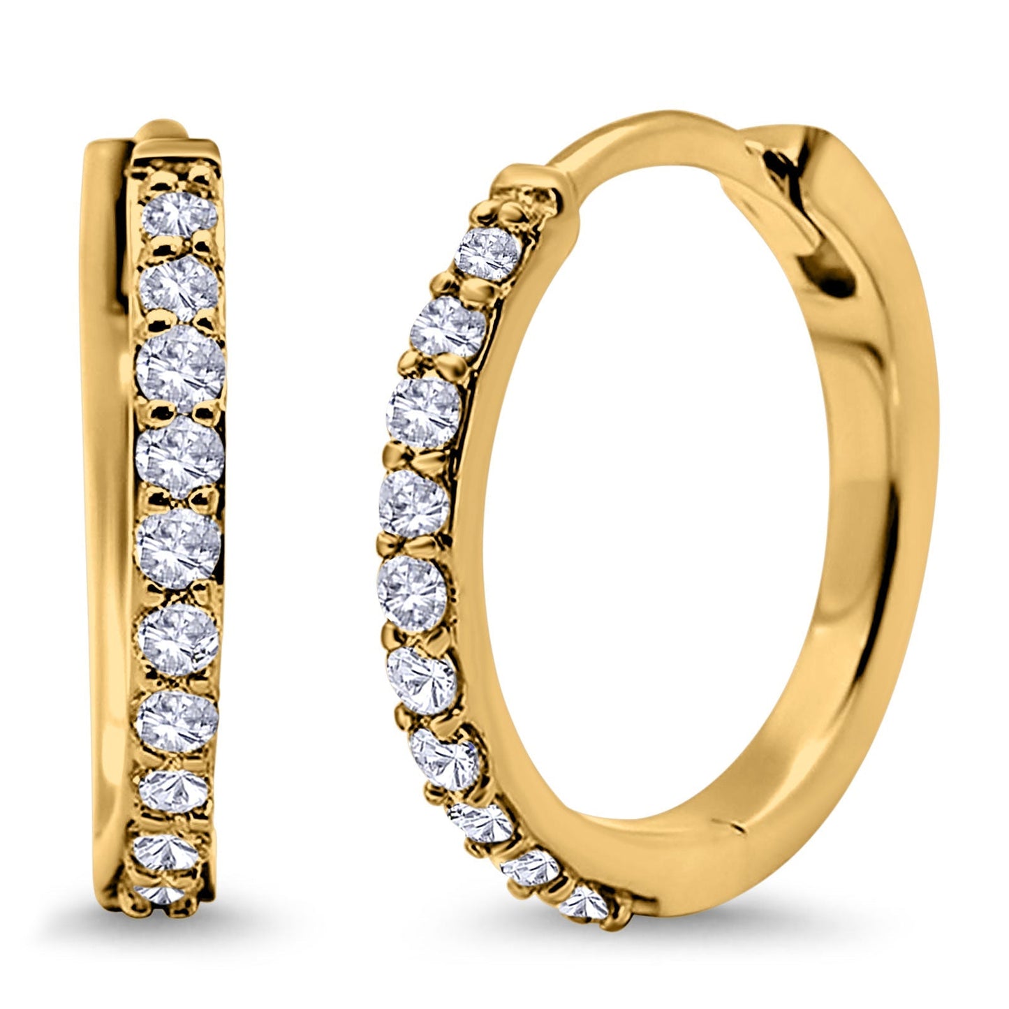 Half Eternity Yellow Tone Cubic Zirconia Hoop Earrings