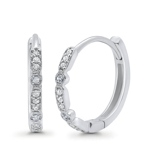 Art Deco Half Eternity Hoop Earrings Simulated CZ Round (20mm)