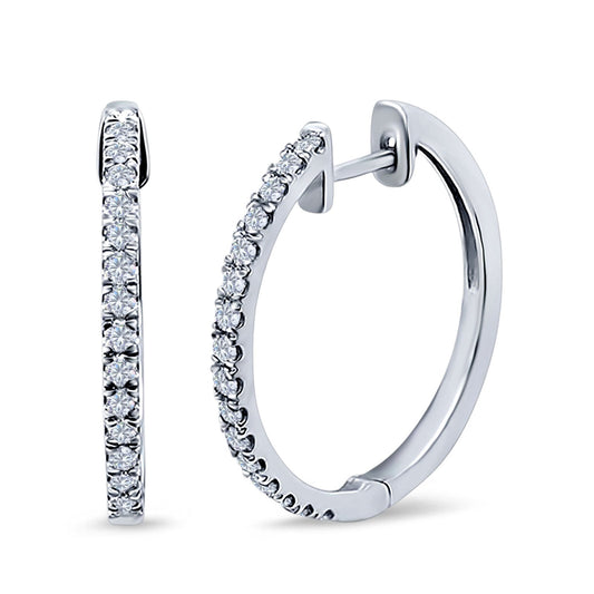 Half Eternity Simulated Cubic Zirconia Round Hoop Earrings (15mm)