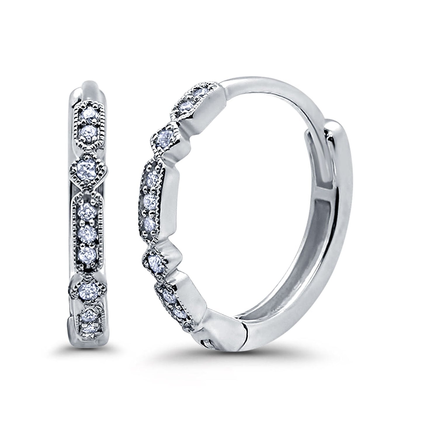 Half Eternity Hoop Earrings Simulated CZ Round (19mm)