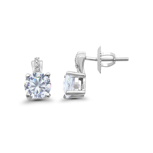 Stud Earrings Wedding Round Simulated Cubic Zirconia