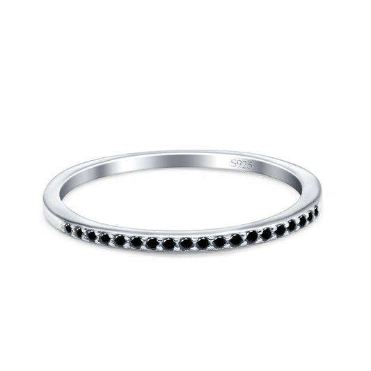 Half Eternity Ring Round Black CZ