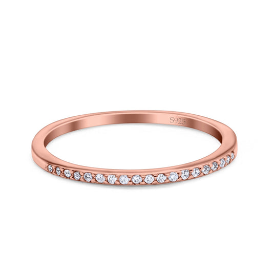 Half Eternity Rose Tone Cubic Zirconia Wedding Band