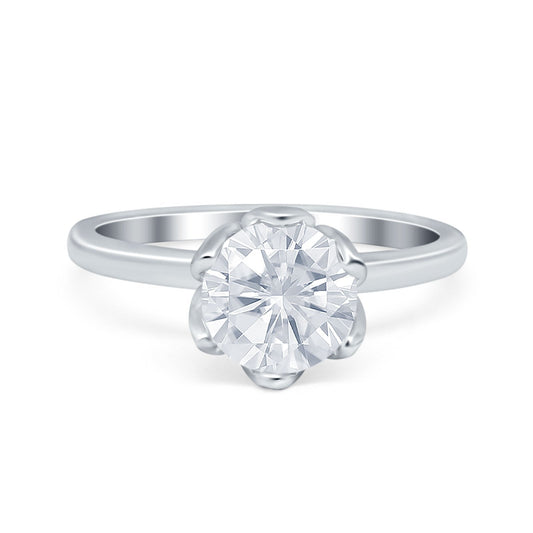 Flower Solitaire Simulated Cubic Zirconia Wedding Ring