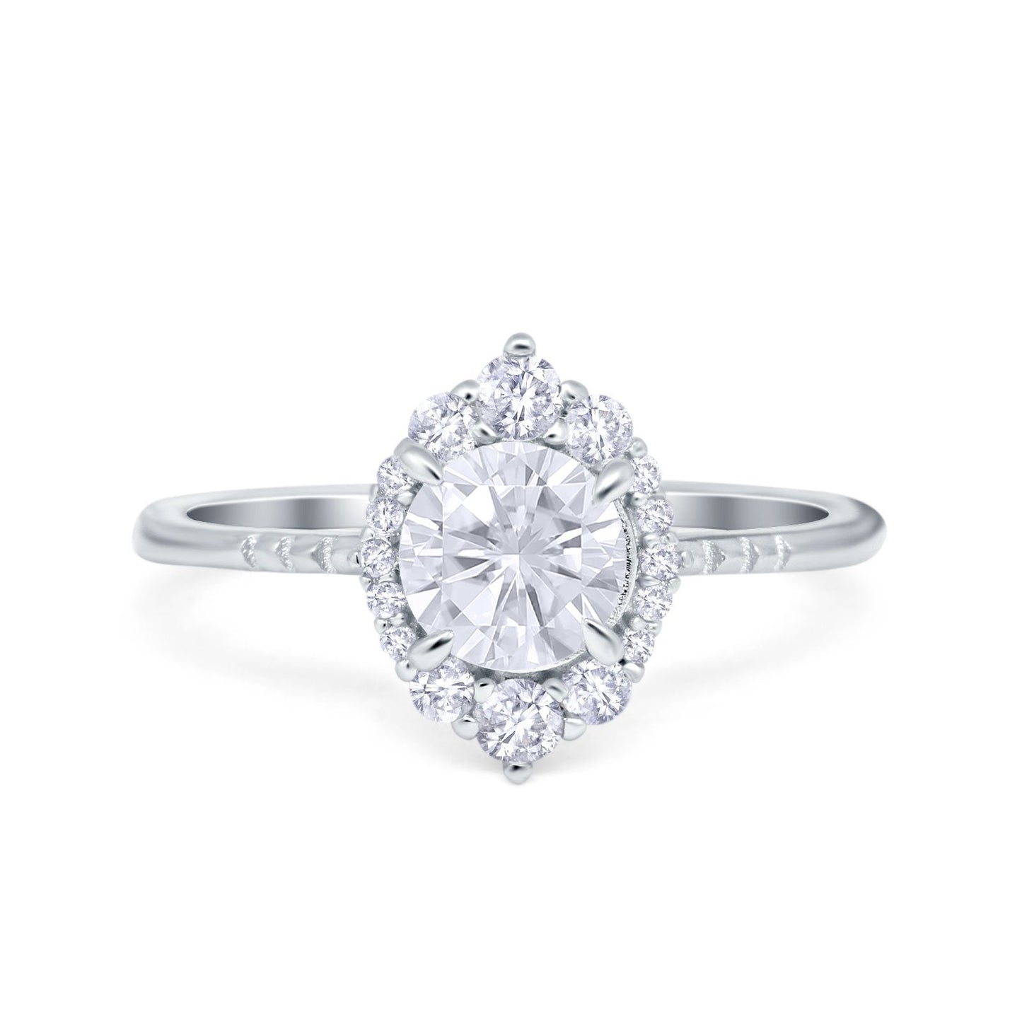 Halo Vintage Round Simulated Cubic Zirconia Engagement Ring