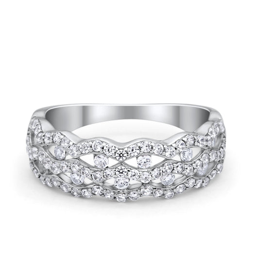 Half Eternity Wedding Ring Round Simulated Cubic Zirconia