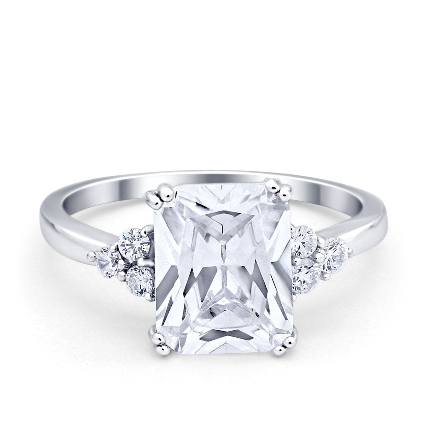 Art Deco Wedding Ring Round Simulated Cubic Zirconia