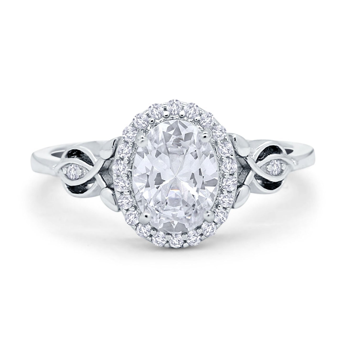 Oval Halo Simulated CZ Engagement Ring