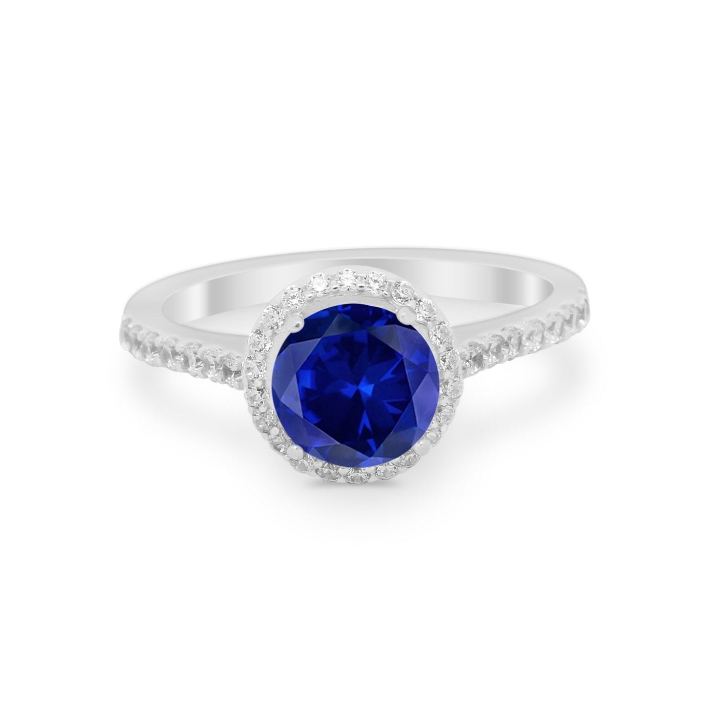 Accent Dazzling Wedding Ring Simulated Blue Sapphire CZ