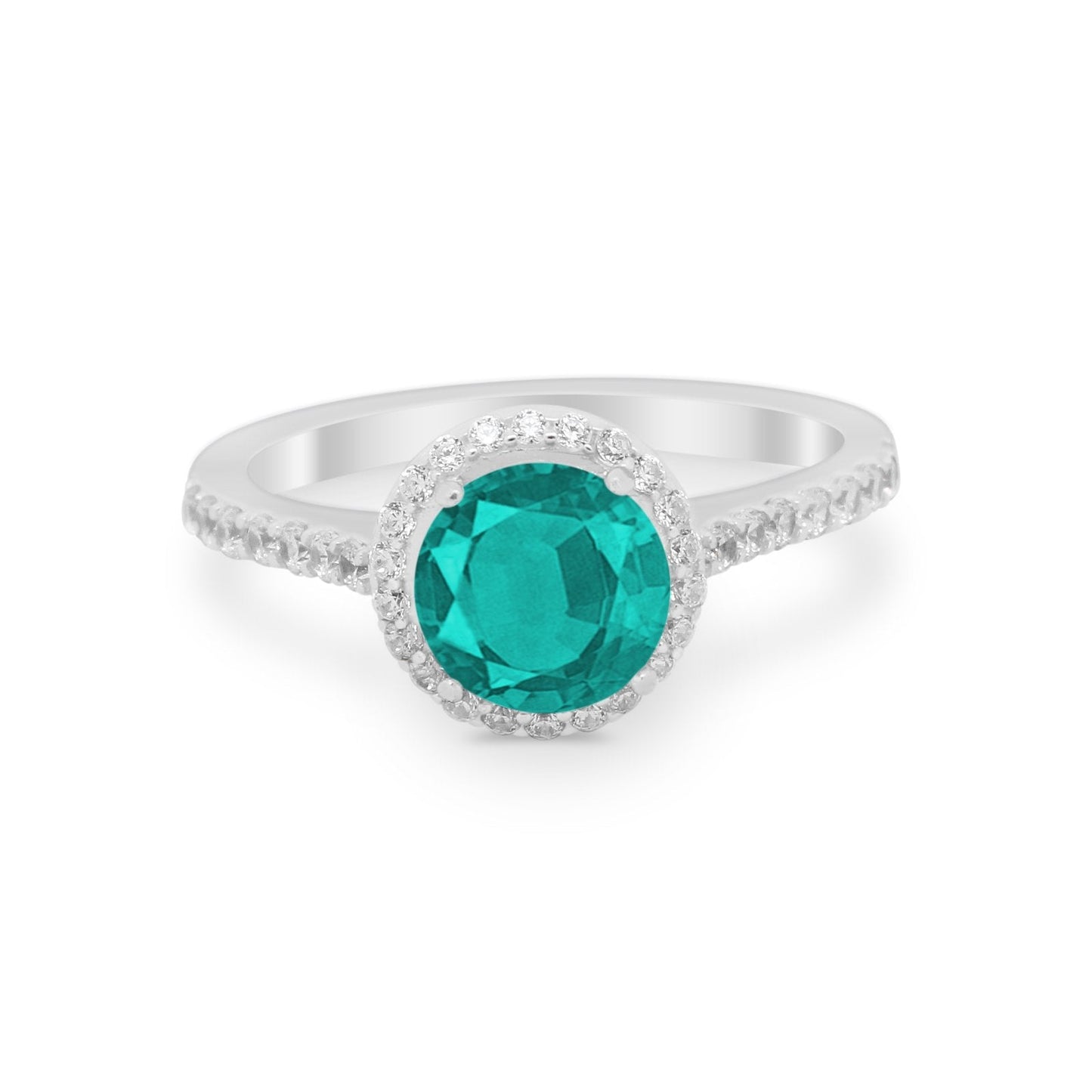 Accent Dazzling Wedding Ring Simulated Paraiba Tourmaline CZ