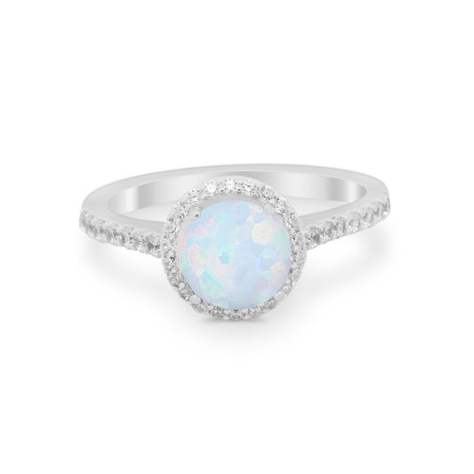 Accent Dazzling Wedding Ring Lab Created White Opal