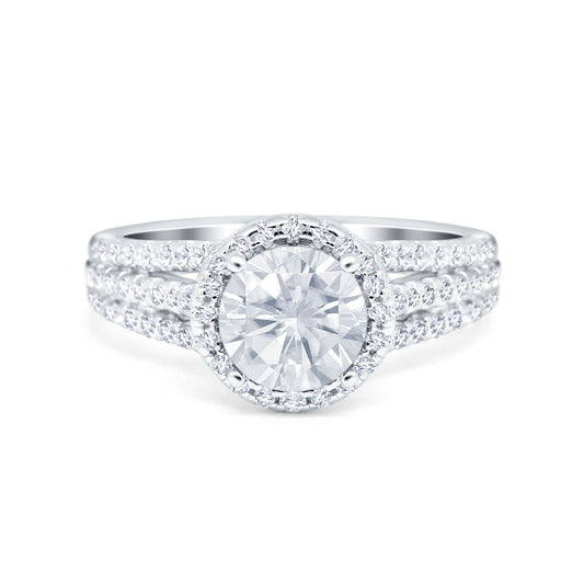 Halo Accent Dazzling Simulated CZ Engagement Ring