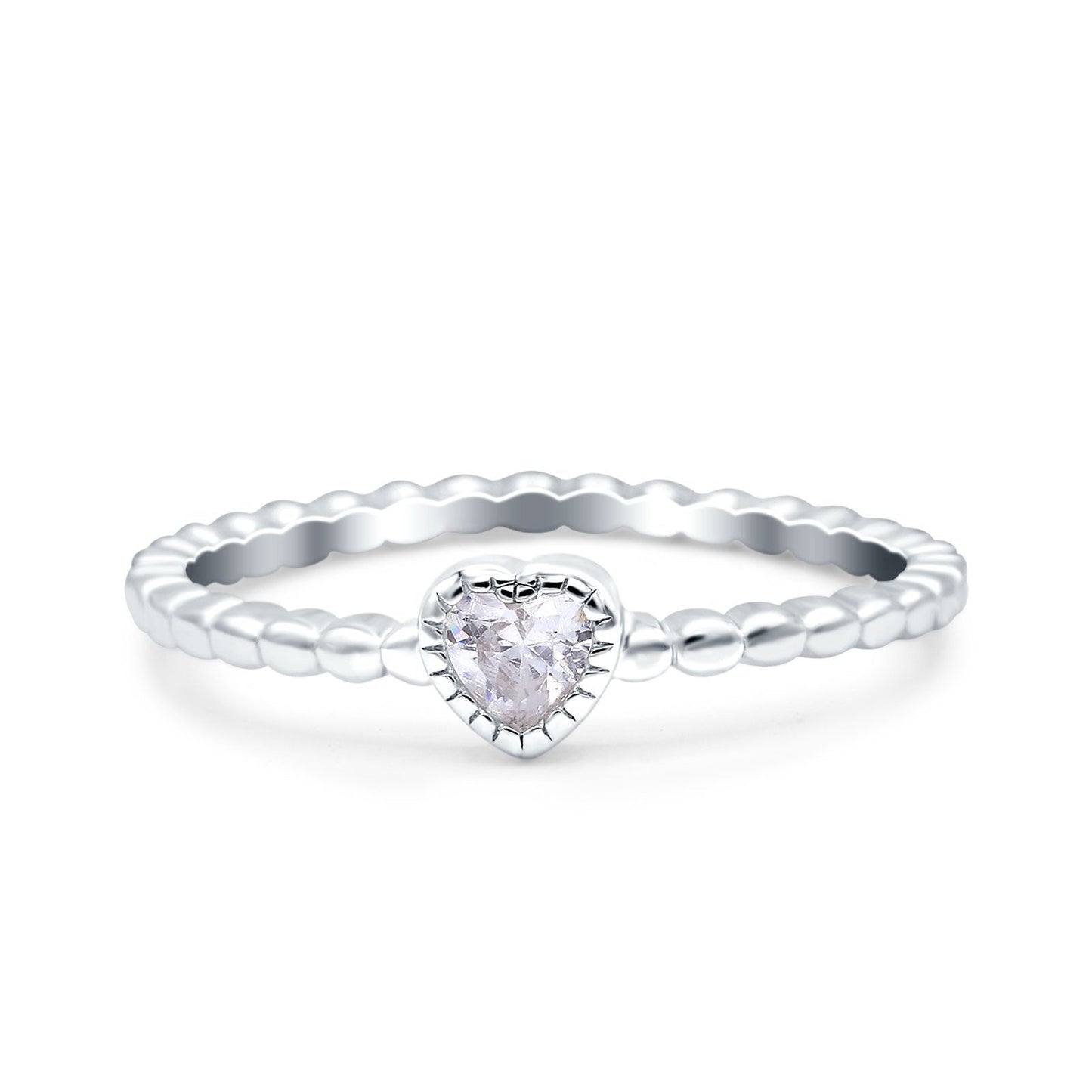 Heart Band Engagement Ring Simulated Cubic Zirconia