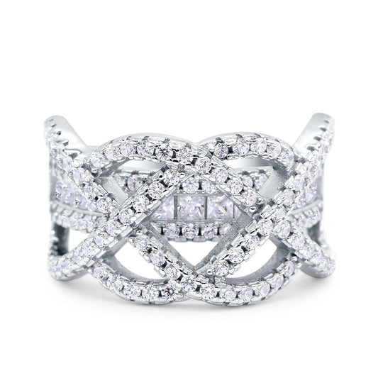 Princess Cut Cubic Zirconia Infinity Twisted Wedding Ring