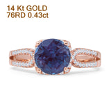 14K Rose Gold Cushion Halo Lab Alexandrite Split Shank Diamond Ring