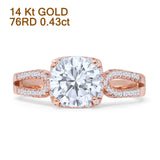 14K Rose Gold Cushion Halo Moissanite Split Shank Diamond Ring