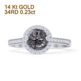 14K White Gold Round Halo Natural Rutilated Quartz Diamond Ring