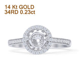 14K White Gold 0.23ct Round Halo Semi Mount Diamond Ring