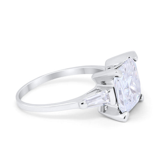 Princess Cut Baguette Simulated CZ Wedding Ring