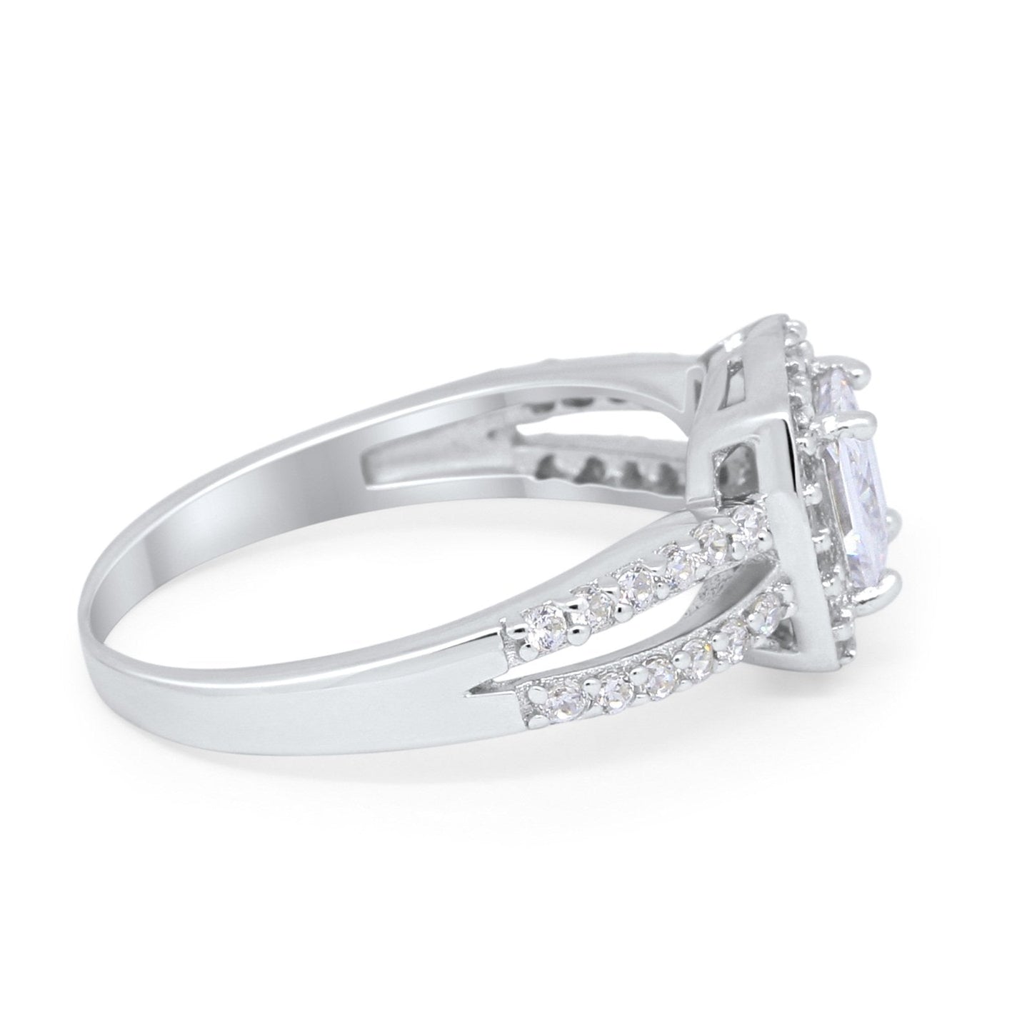 Dazzling Split Shank Engagement Ring Simulated CZ